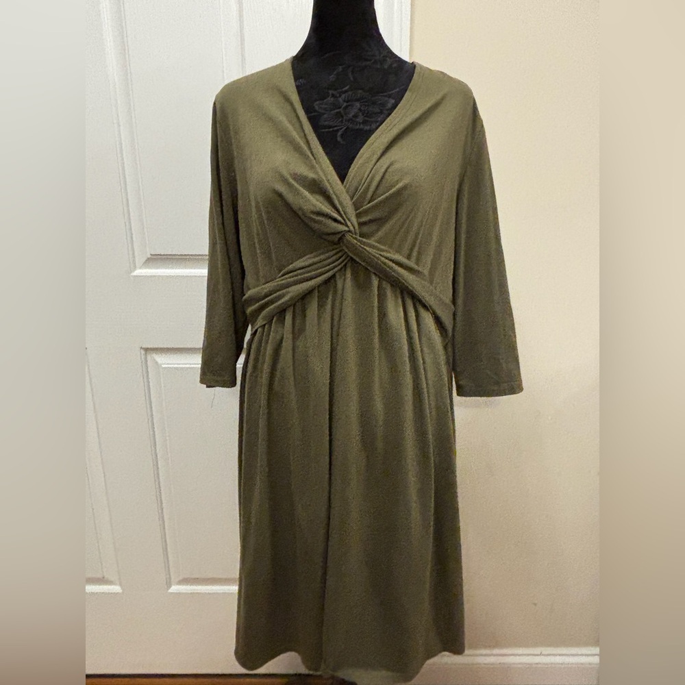 Achioowa olive faux wrap dress plus size